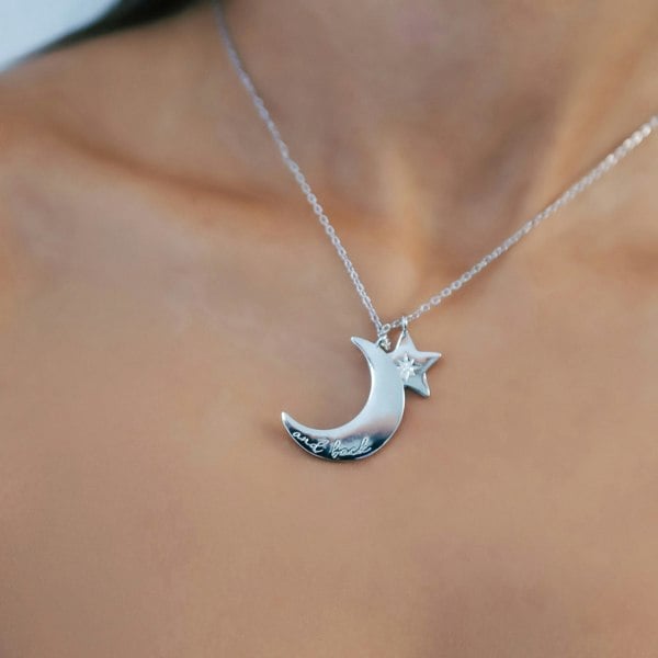 Luna Charles Cherish To The Moon & Back Necklace - 925 Sterling Silver