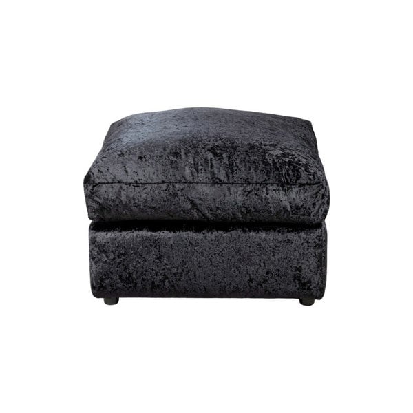 Dylan Crushed Velvet Fabric Footstool in Black