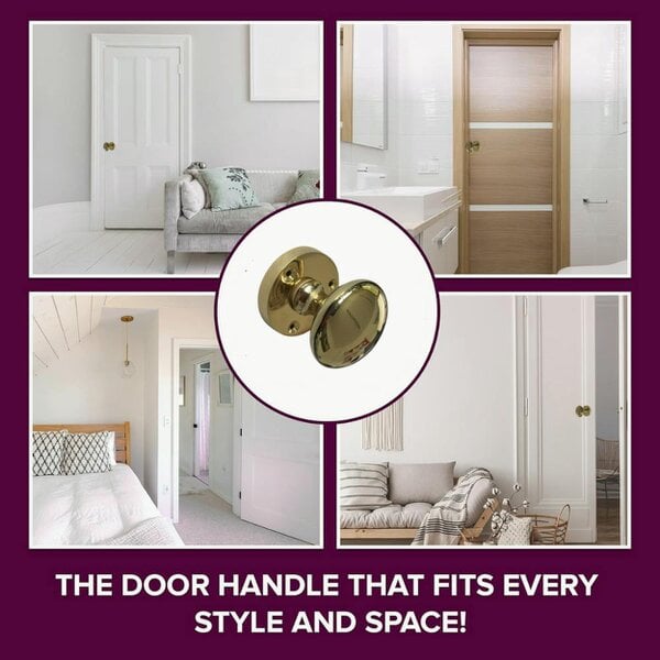 EDH Door Hardware Brass Door Knob Modern Round Rose Door Knob Brass Door Handles 4 Pairs