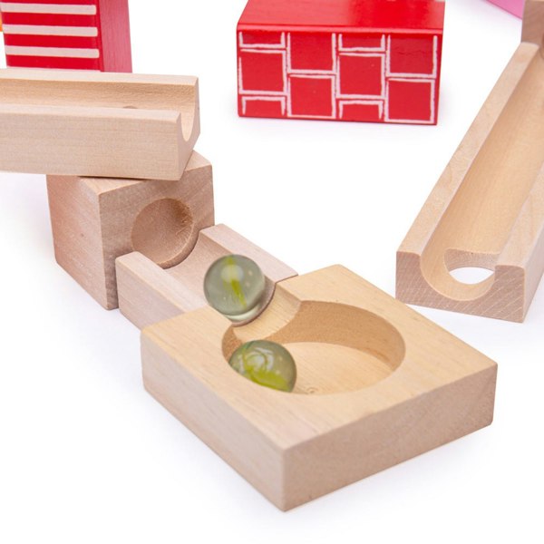 Bigjigs Toys Wooden Marble Run Playset - Includes 53 Play Pieces