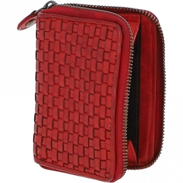 Ashwood Vintage Woven Leather Zip Around 6 Card Coin Purse