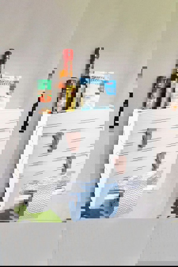 Living and Home 4-in-1 Kitchen Cling Foil Wrap Dispenser Roll Holder with Cutter Spice Towel Rack