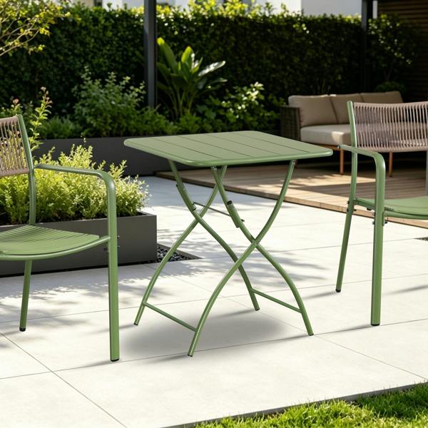 Core Products Square Metal Bistro Folding Garden Table Moss Green