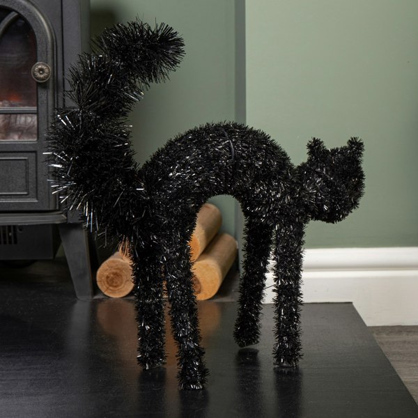 Samuel Alexander 42cm Black Scaredy Cat with Arched Back Halloween Decoration