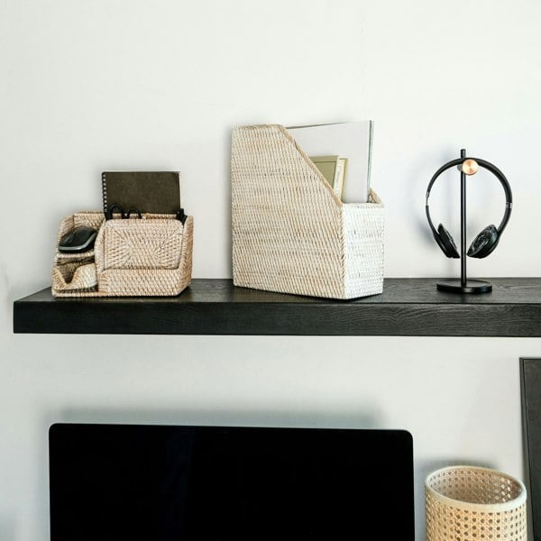 Rattan File Holder - Magazine Holder and a4 docment - Coastal Villa Homeware
