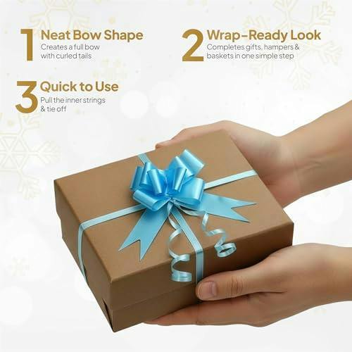 50mm Pale Blue Pull Bows, Multi-Pack Ribbon Gift Bows for Wrapping, Hampers and Décor image 6