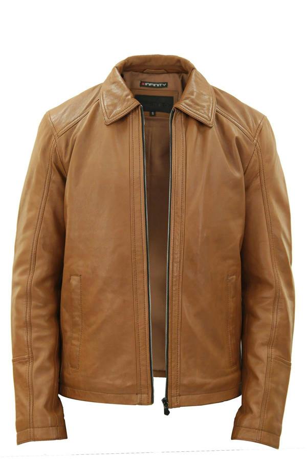 Infinity Leather Mens Smart Classic Harrington Leather Jacket-New York
