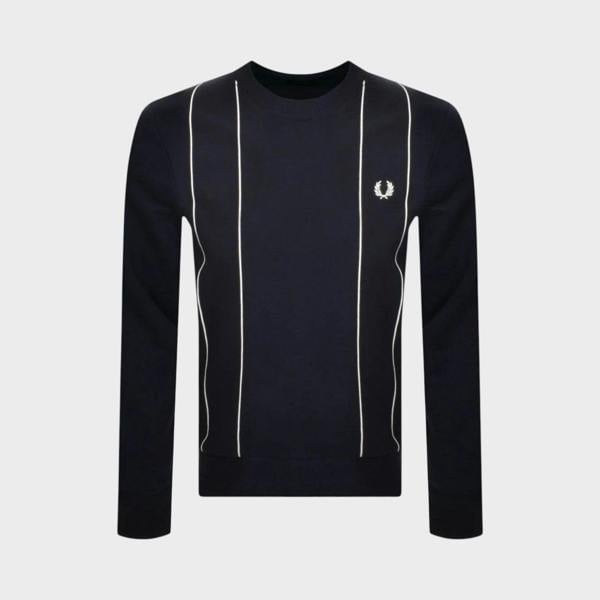Fred Perry Pinstripe Sweatshirt Navy Blue