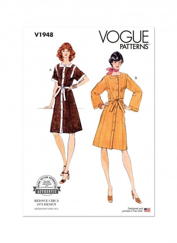 Vogue Sewing Pattern 1948, Dresses, Vintage Style for Women, B5 (8-10-12-14-16) - Intermediate