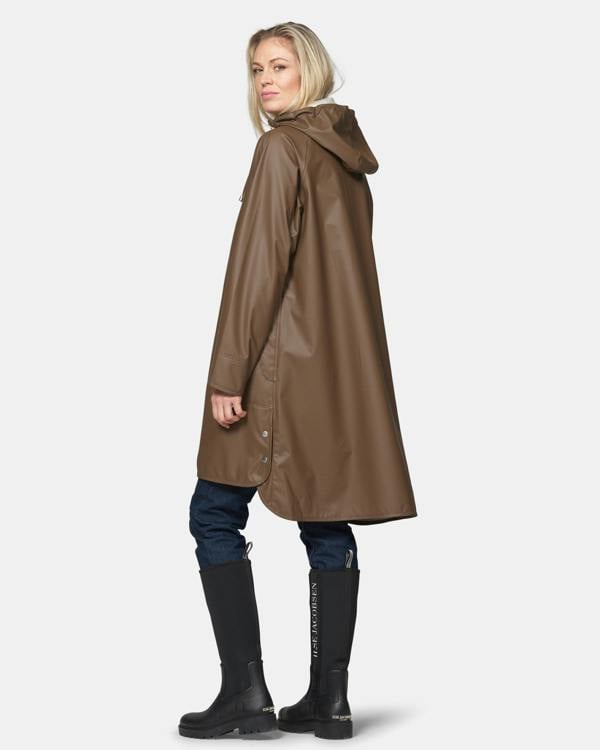 Ilse Jacobsen Rain Womens A - Line Rubberised Raincoat - Mud 206 | CHO | Designer Womens Rain Coats
