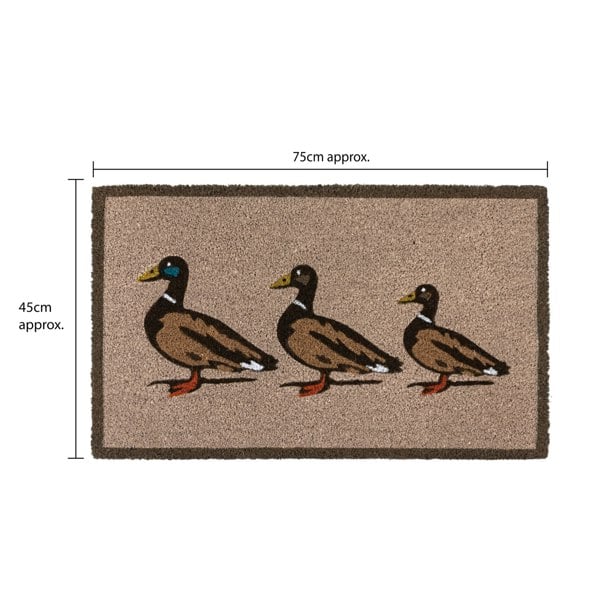 JVL Eco-Friendly Latex Backed Coir Entrance Doormat, 45x75cm - Ducks