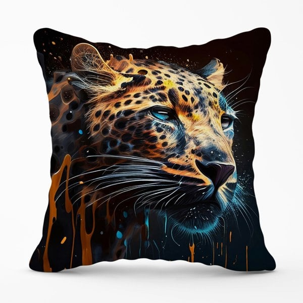 Warren Reed Leapoard Face Splashart On Dark Background Cushions