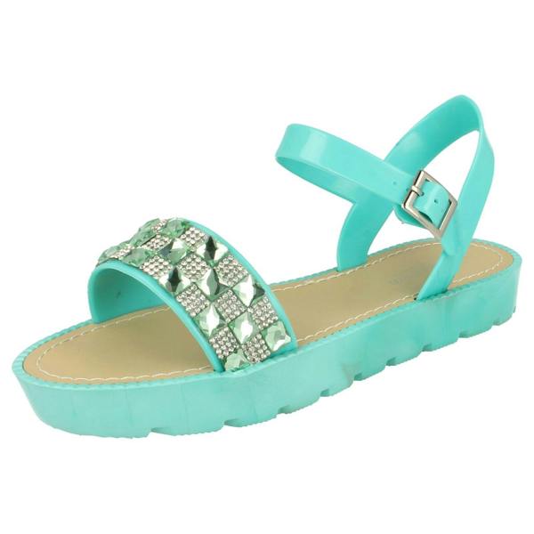 Savannah Ladies Savannah Diamante and Jewel Trim Flat Mules