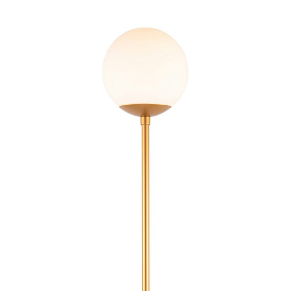 Modern Satin Gold Floor Lamp with Opal White Globe Glass Shade and Foot Switch Image 5