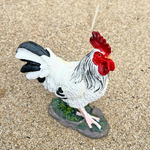 Farmwood White Cockerel Bird Garden Animal Ornament