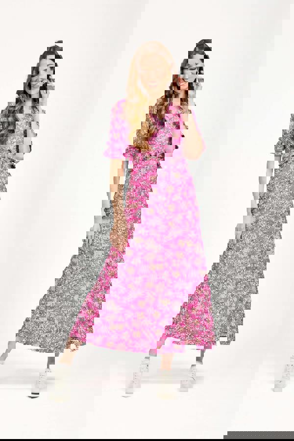 Ditsy Print Tie Front Dress