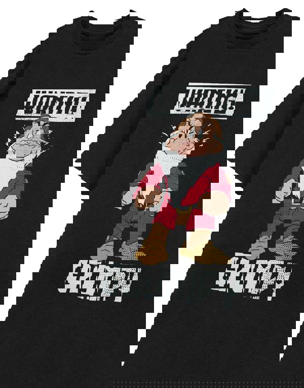 Disney Snow White & The Seven Dwarfs Mens Black Warning Grumpy Short Sleeved T-Shirt