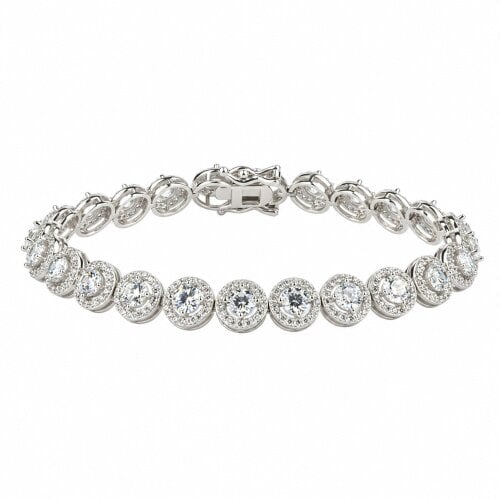 Spero London Grand Halo Sterling Silver Statement Bracelet