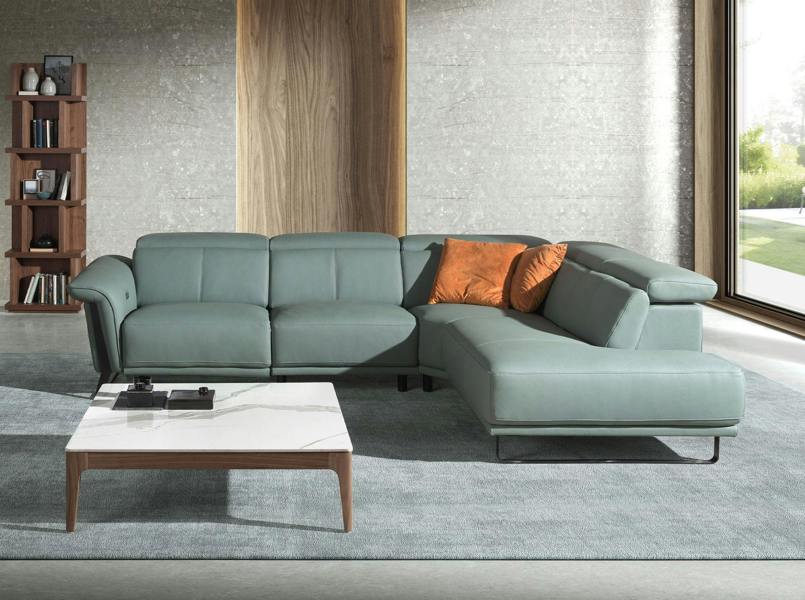 Angel Cerdá Relax corner sofa in turquoise green leather 6251/6252