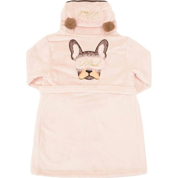 River Island Girls Mini Frenchie Eyemask Cosy Robe In Pink
