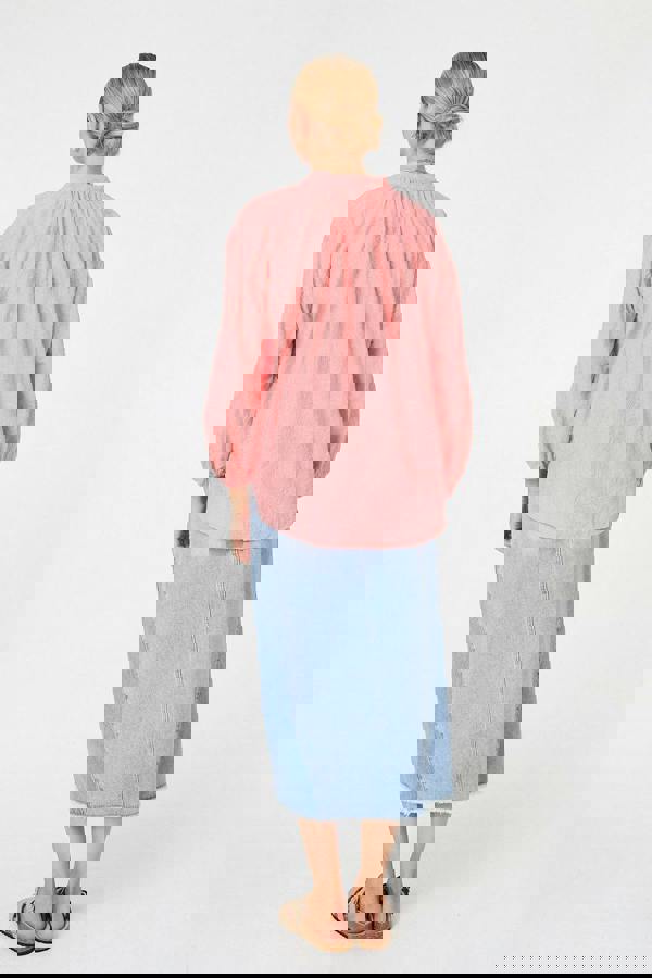 Coral | Embroidered Layered Long Sleeve Blouse