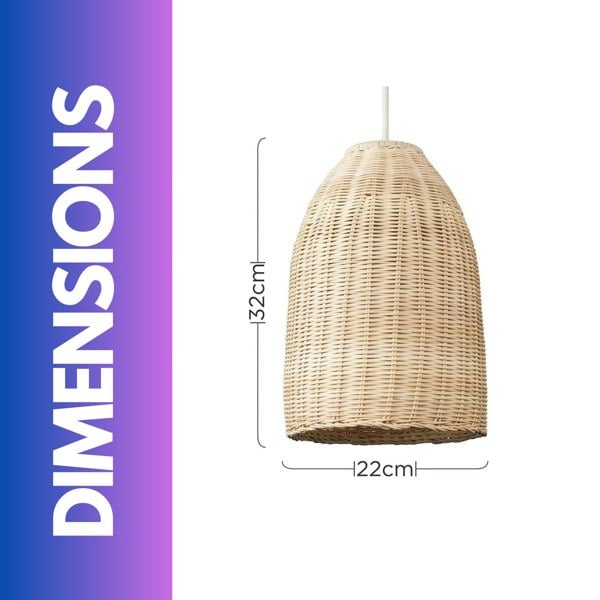 Rafaelo Mobilia Bamboo Wicker Boho Rattan Ceiling Light Pendant Shade Natural Brown