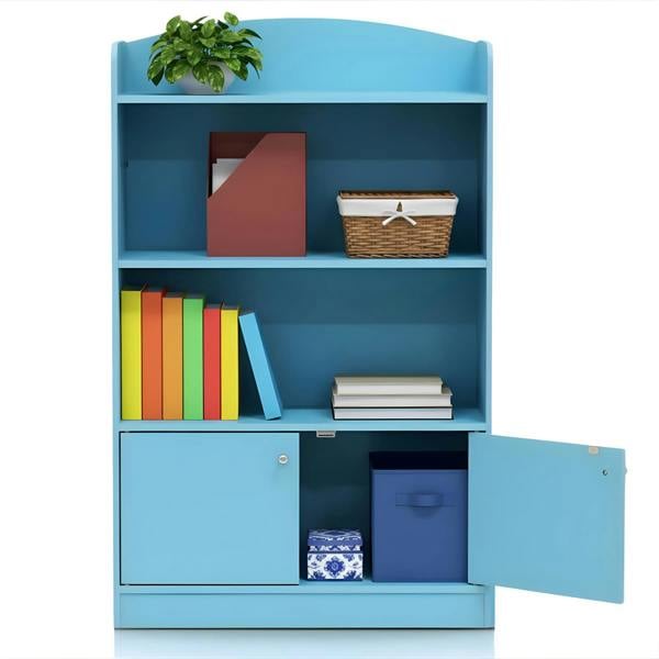 WALPLUS KidKanac Bookshelf with Storage Cabinet, Light Blue | Premium Home Interior Decoration