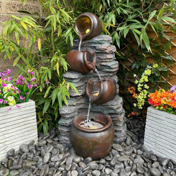 Tranquillity Water Features Mini 4 Pots on Stone Traditional Water Feature