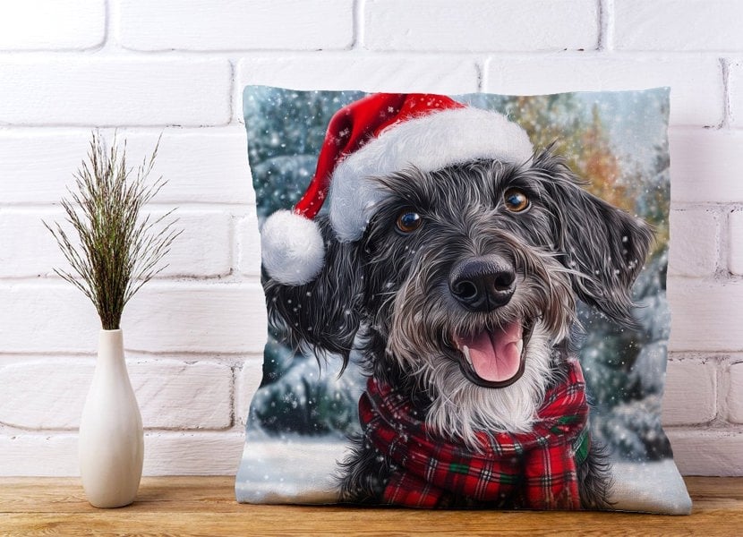 Warren Reed Christmas Scottish Deerhound Cushion