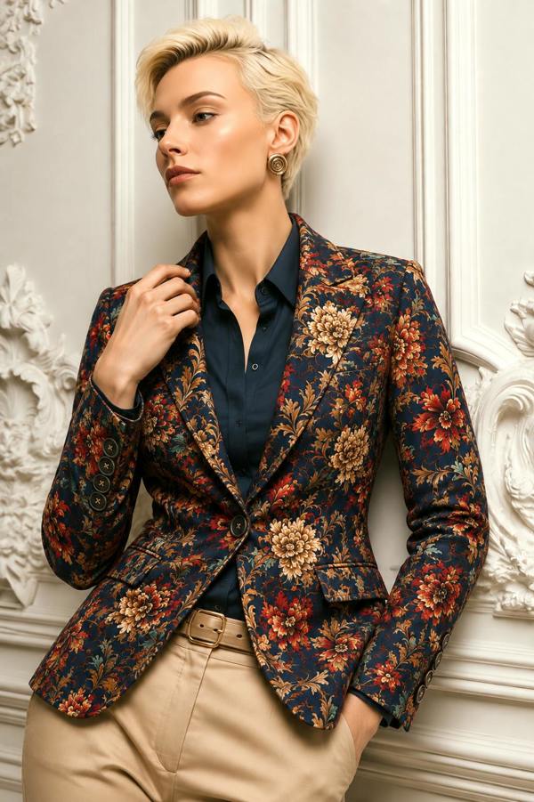 Claudio Lugli Midnight Baroque Bloom Print Blazer