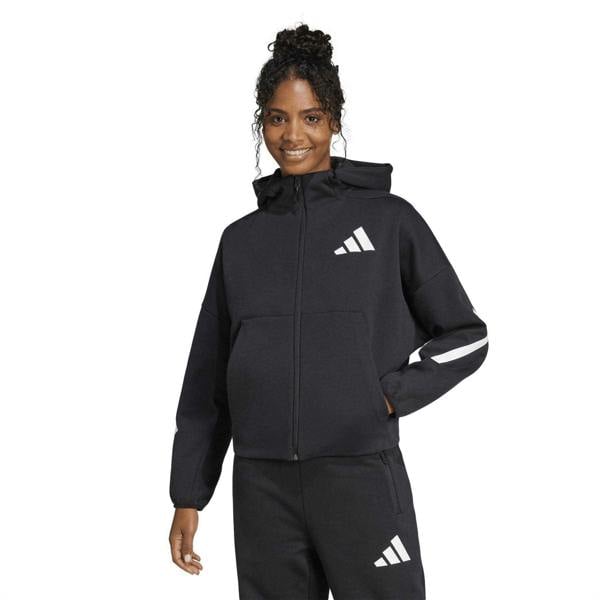 Adidas Womens/Ladies Z.N.E. Relaxed Fit Full Zip Hoodie - Black - 