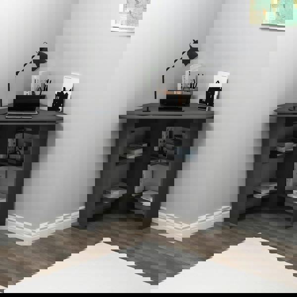 Destina Home Corner Computer Desk with Shelves-Gredos