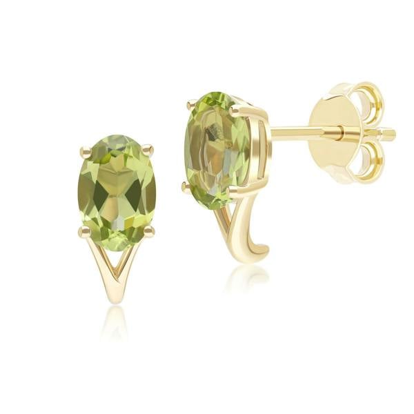 Gemondo Classic Oval Peridot Stud Earrings in 9ct Yellow Gold 7x5mm