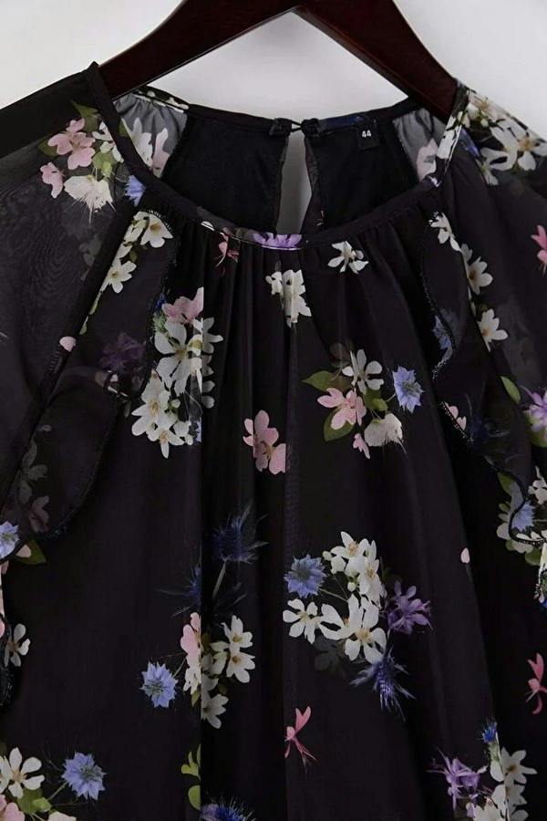 WOVCOR Floral Chiffon Woven Plus Size Dress