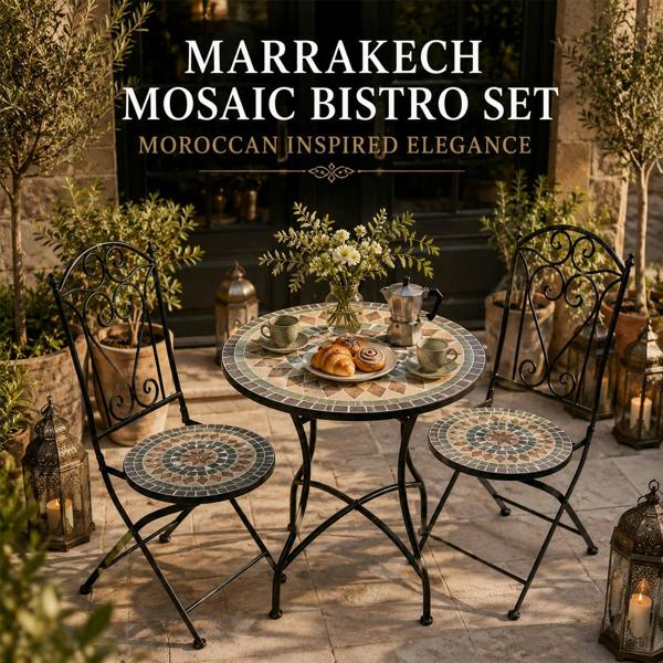 60cm Marrakech Mosaic Bistro Set image 6