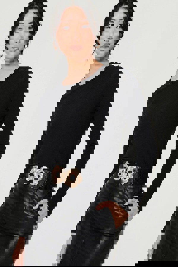 Black | Twist Detail Stretch Wide Belt
