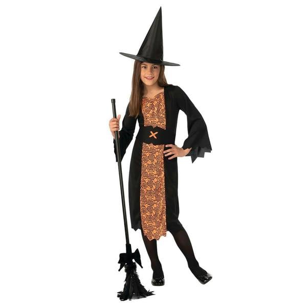 Bristol Novelty Girls Economy Witch Costume - Black/Orange