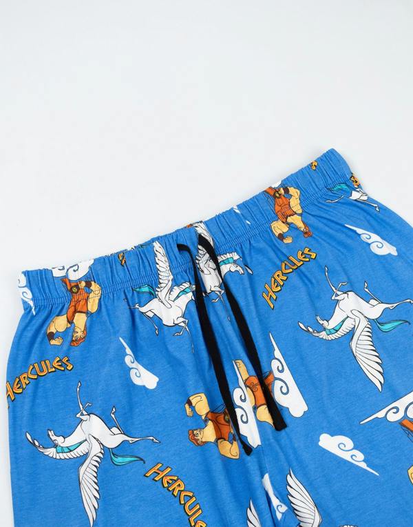 Disney Mens Black Hercules Short Sleeve Long Leg Pyjama Set