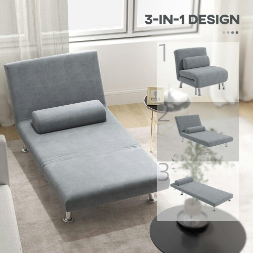 Wyld Haus Noso Velvet Grey Single Sleeper Chair