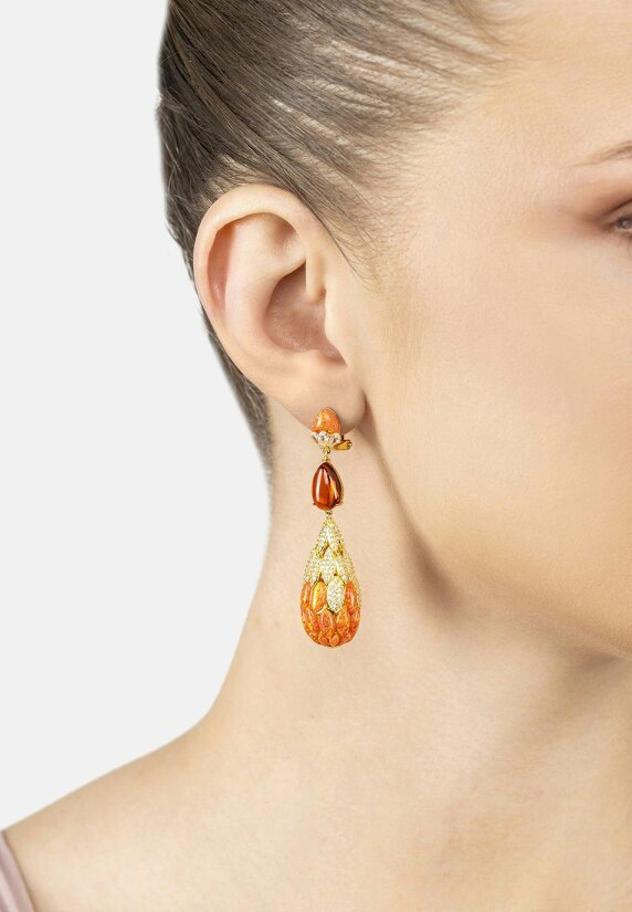 Latelita Carmen Fire Opal Drop Earrings Gold