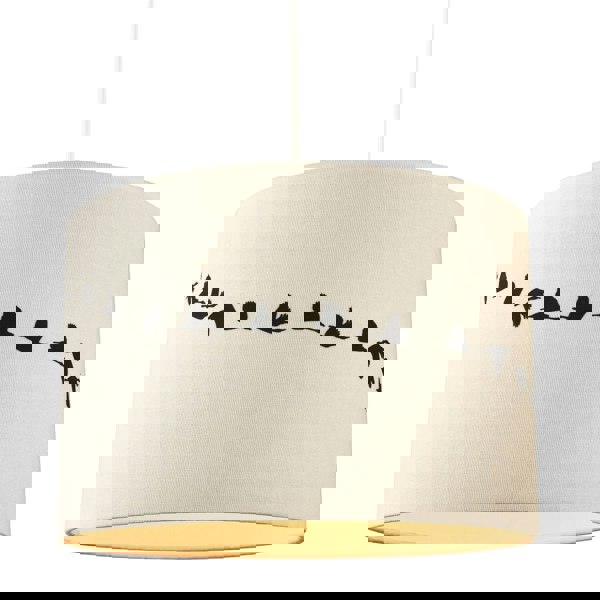 Flying Swans Lamp Shade in Light Cream Linen Fabric with Cotton Inner Image 2