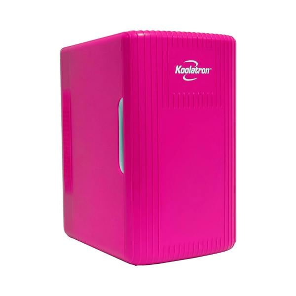 Koolatron 6L Mini Fridge 8 Can Pink Skincare Fridge for Bedroom, Desk or Travel | Portable 12V Cooler Warmer
