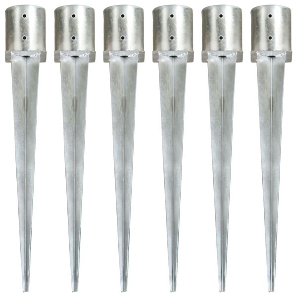 Berkfield Ground Spikes 6 pcs Silver 12x91 cm Galvanised Steel