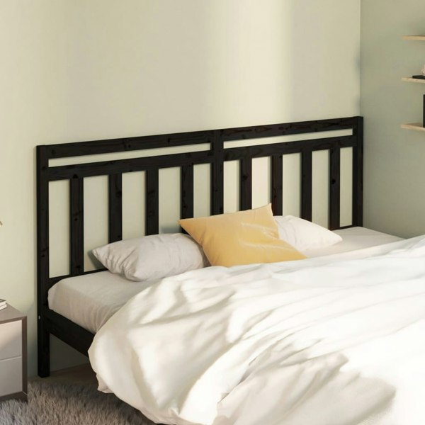 Berkfield Bed Headboard Black 206x4x100 cm Solid Wood Pine