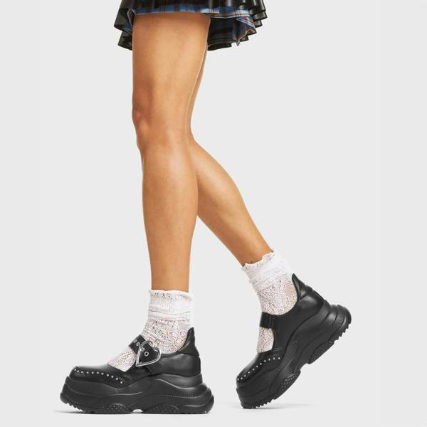 Lamoda Sunny Side Women Black PU Sneakers Casual Lightweight Comfortable