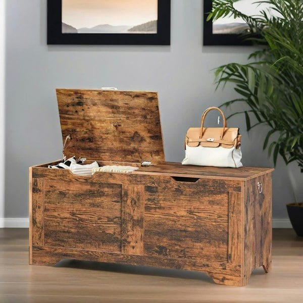 Rafaelo Mobilia Wooden Storage Trunk With 2 Lids