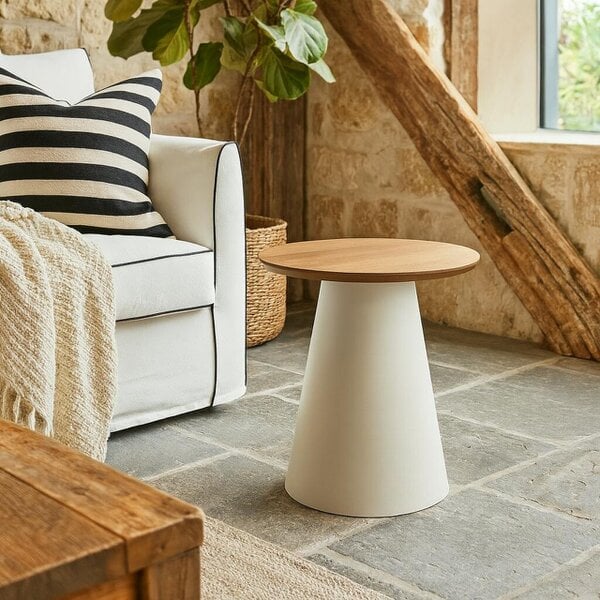 Wyld Haus Hamburg Oak Veneer Coffee Table with Industrial Steel Pillar Base
