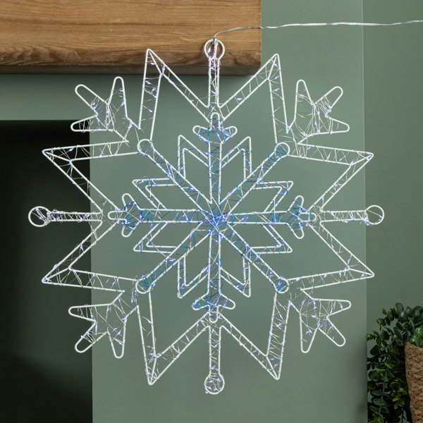 Samuel Alexander 52cm Light up Christmas Snowflake Dewdrop Silhouette with Twinkling LEDs