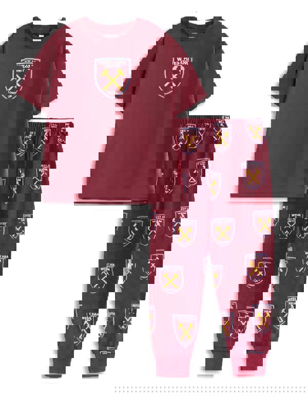 West Ham United Boys Red Logo Short Sleeve Long Leg Pyjama Set