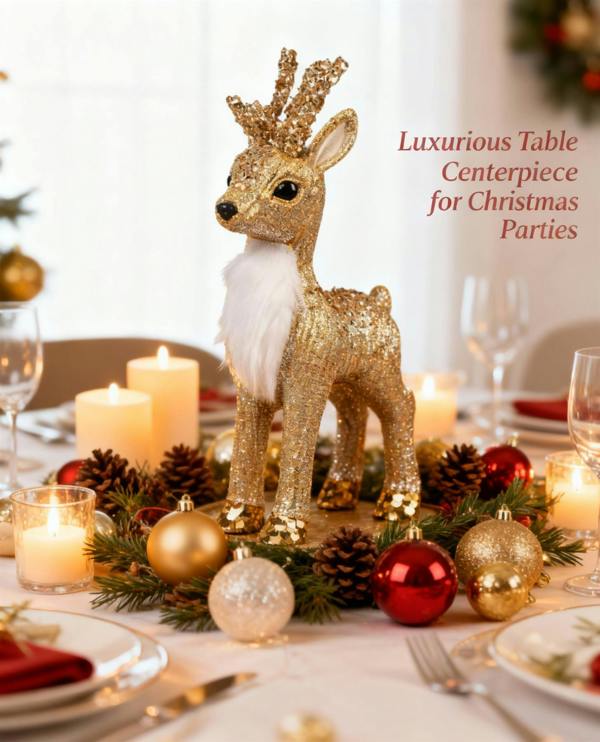 22cm Gold Reindeer Christmas Figurine for Festive Home Display and Seasonal Decorating image 6